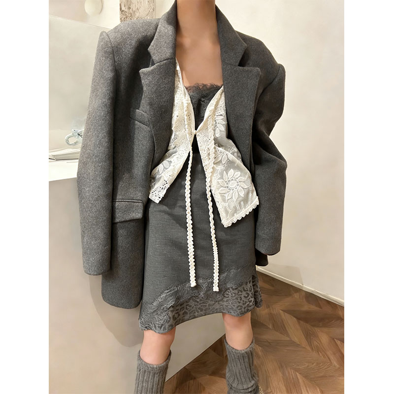 韩系高级一整套秋冬穿搭气质富家千金西装外套内搭连衣裙两件套女