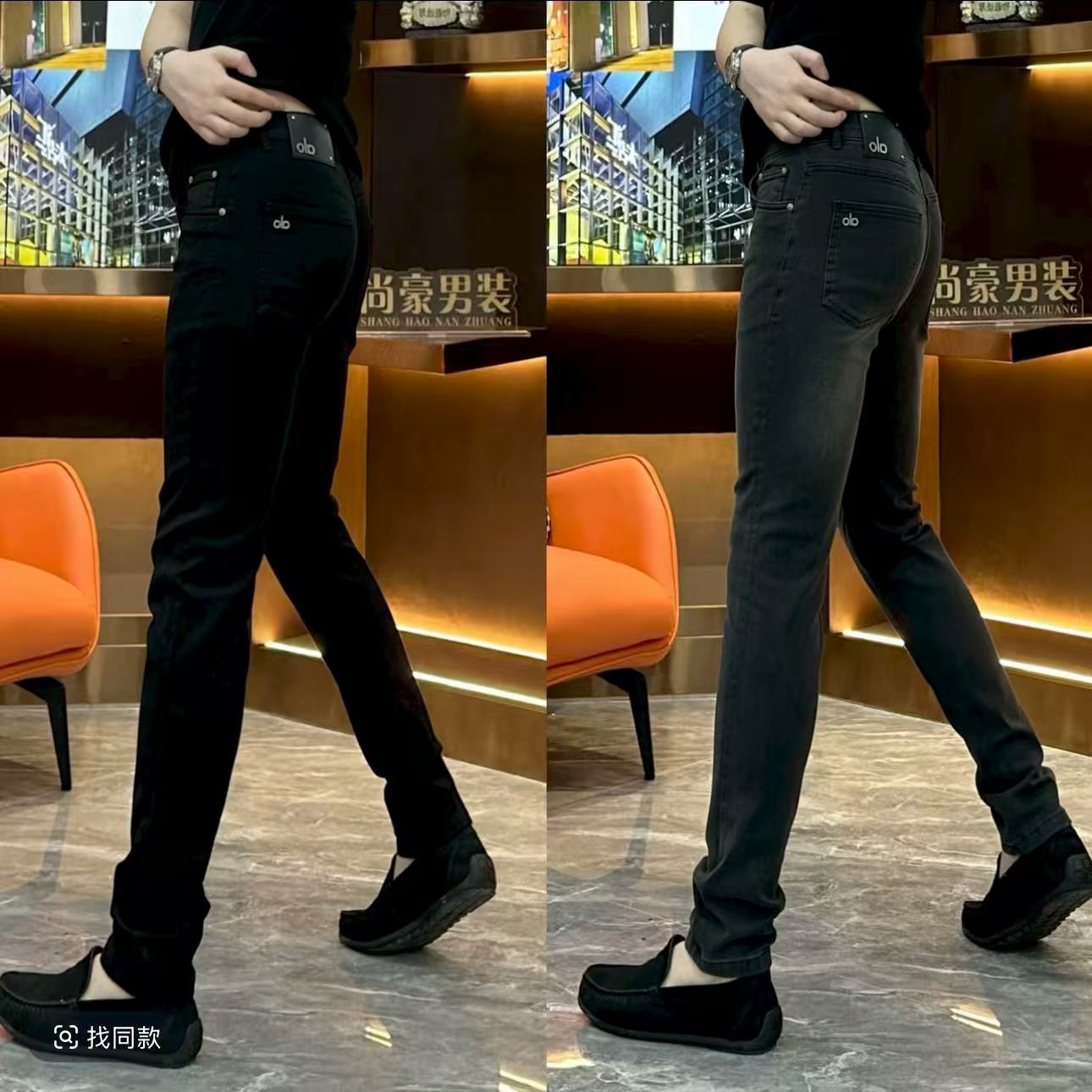 8007男士英伦风黑灰色牛仔裤轻奢大气休闲牛仔裤