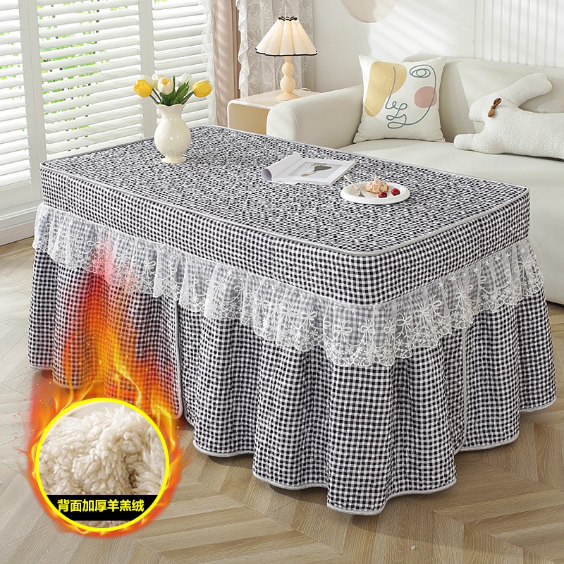 冬季加厚长方形电炉罩烤火桌子罩套烤火炉被电桌取暖炉布加绒桌罩