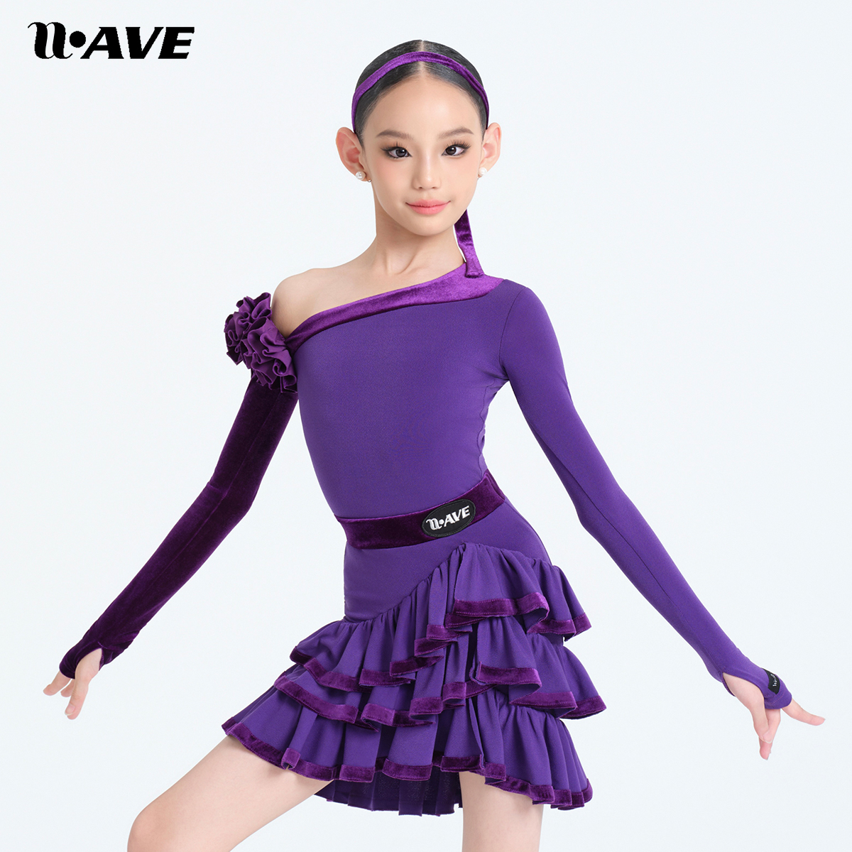 WAVE未午少儿分体拉丁舞服"唐顿庄园"长袖秋冬国标舞服练习服套装