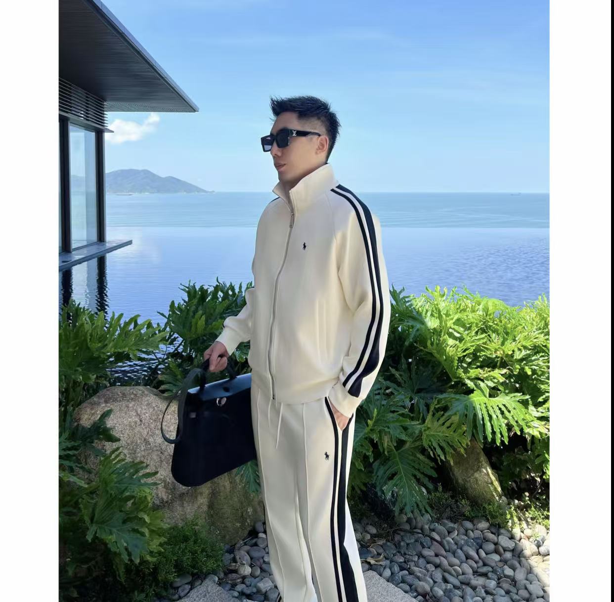 【小马格纹套装】25秋小马刺绣男士休闲长裤情侣夹克外套装WYG9918