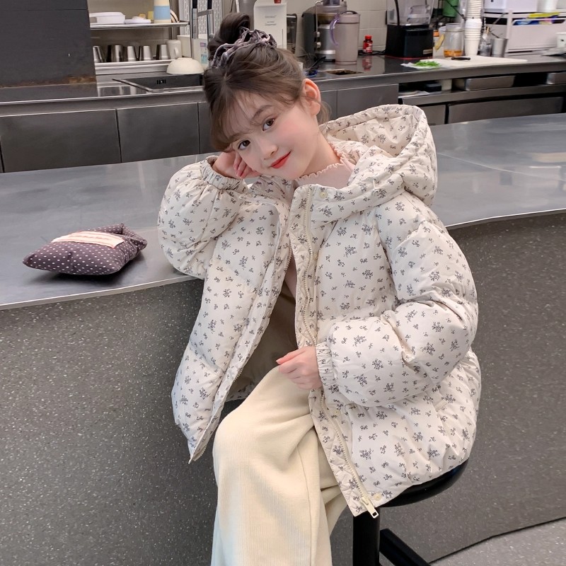 女童棉服冬装外套2025新款洋气儿童洋气棉衣大童冬季女孩碎花棉袄