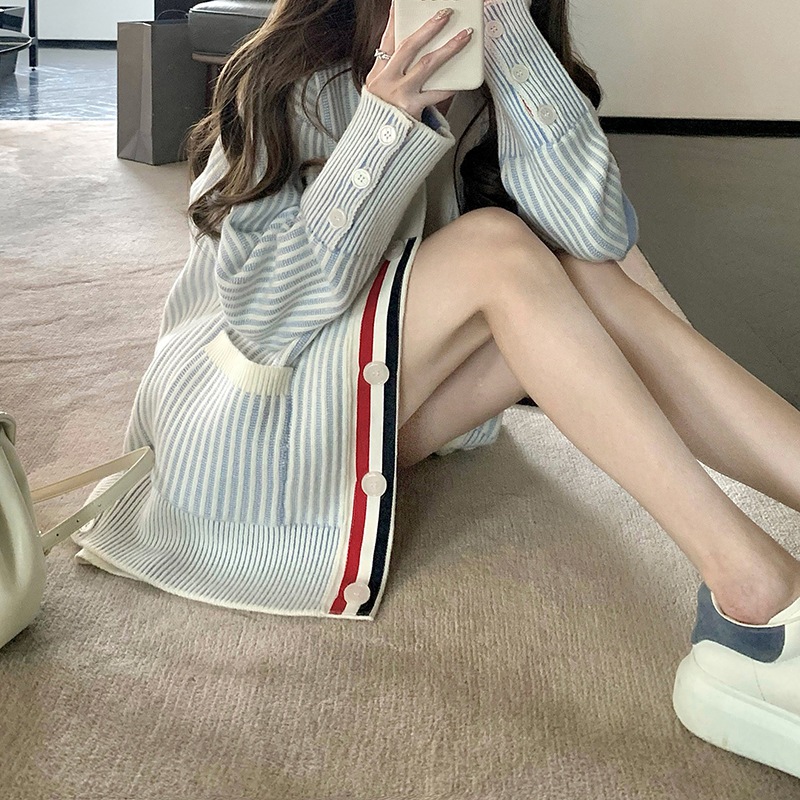 上衣开衫毛衣长袖针织宽松条纹春秋时尚休闲外穿女装气质网红慵懒