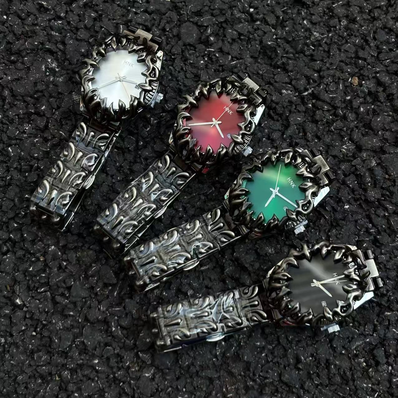 HNK炫酷爪子风异形手表简约表盘个性时尚潮男防水夜光石英腕表