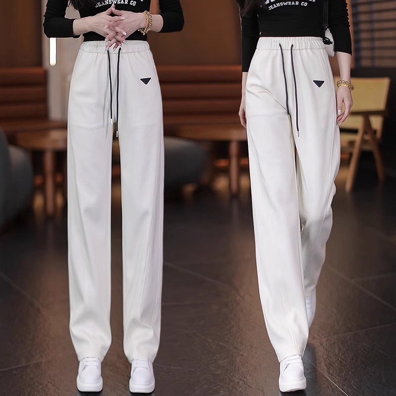 拉夏贝尔直筒香蕉裤2025秋冬新款高腰宽松抽绳卫裤休闲运动阔腿裤