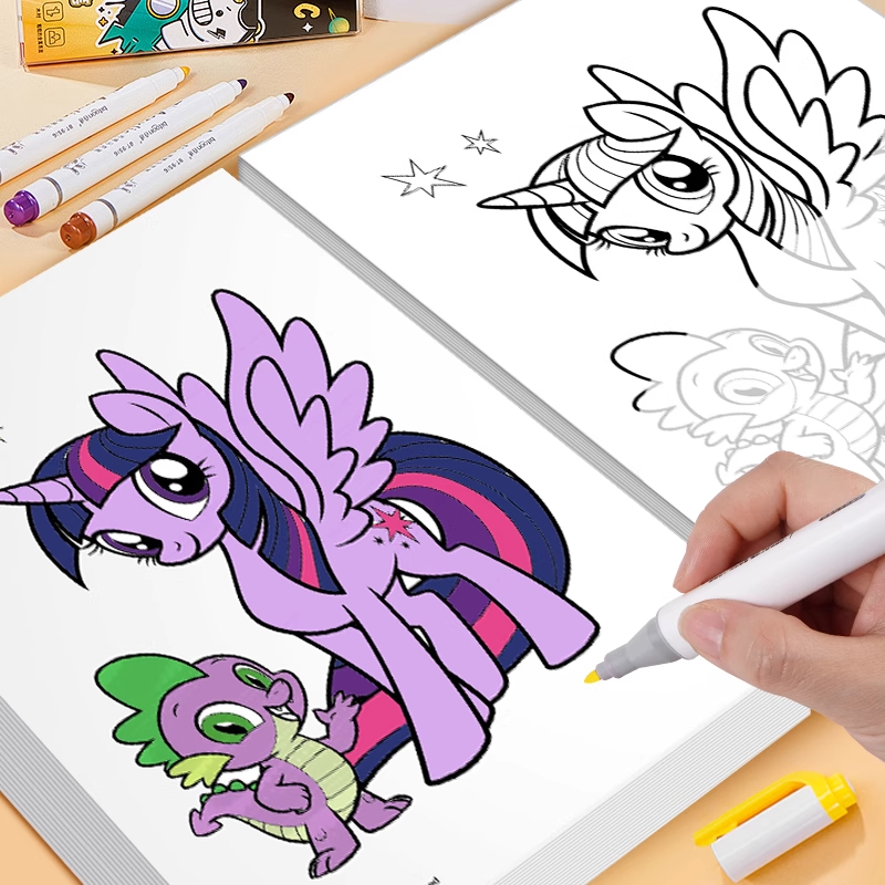 小马宝莉涂色本加厚儿童画画绘画本描摹本女孩幼儿填色画纸涂鸦