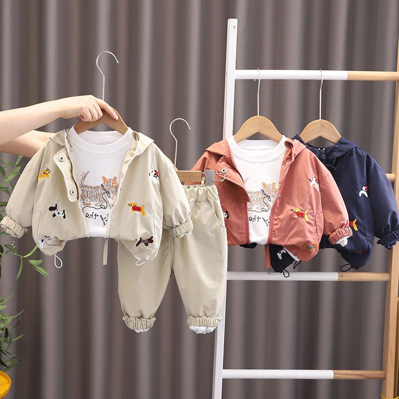 男童秋季长袖套装2025新款休闲帅气宝宝春秋装外穿三件套潮款