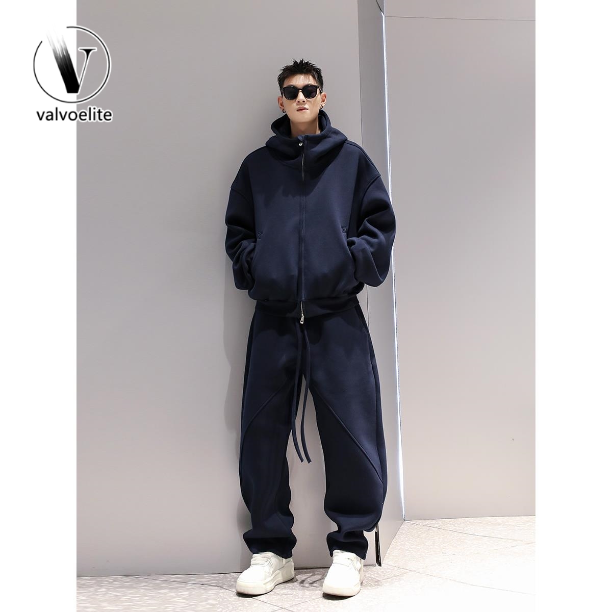 VALVOELITE连帽开衫卫衣套装男秋冬季重磅潮流运动休闲宽松两件套