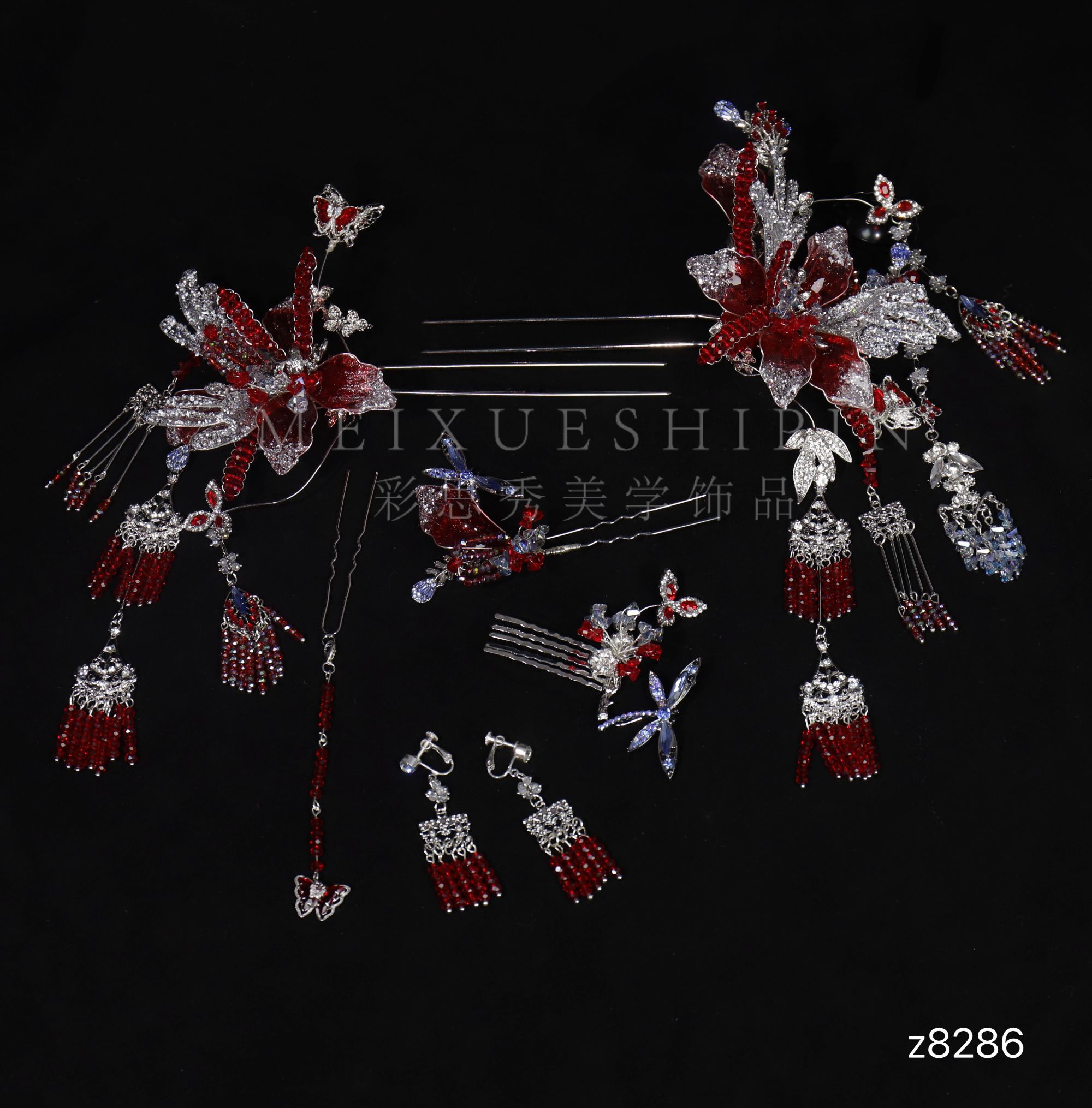 z8286红银色减龄大气中式秀禾头饰新娘结婚头饰