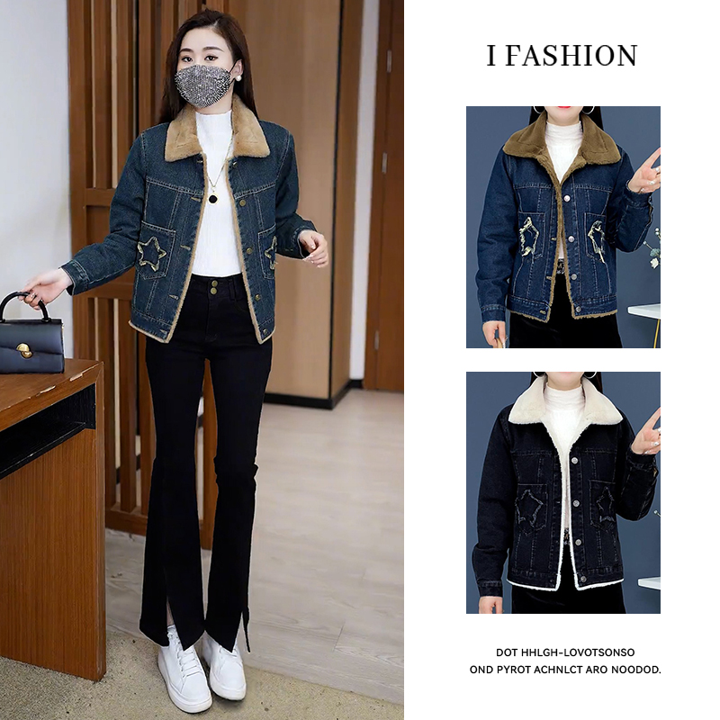 加绒加厚牛仔短外套女2025年冬季新款设计感韩版洋气减龄百搭上衣