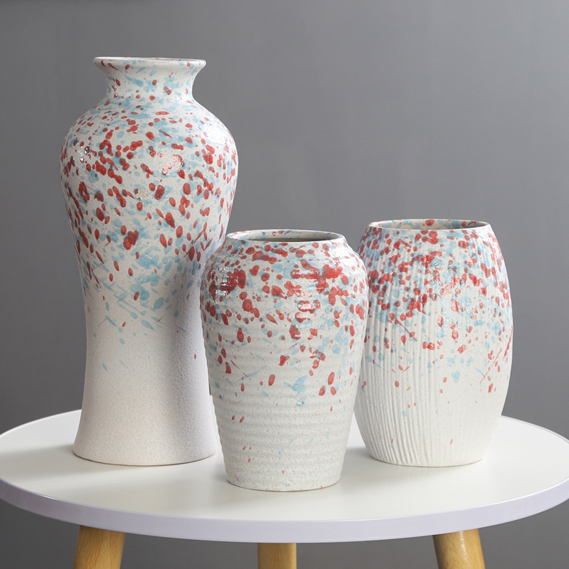 小清新斑点无孔陶瓷花瓶水培养鲜花家居客厅插花装饰品高级感摆件