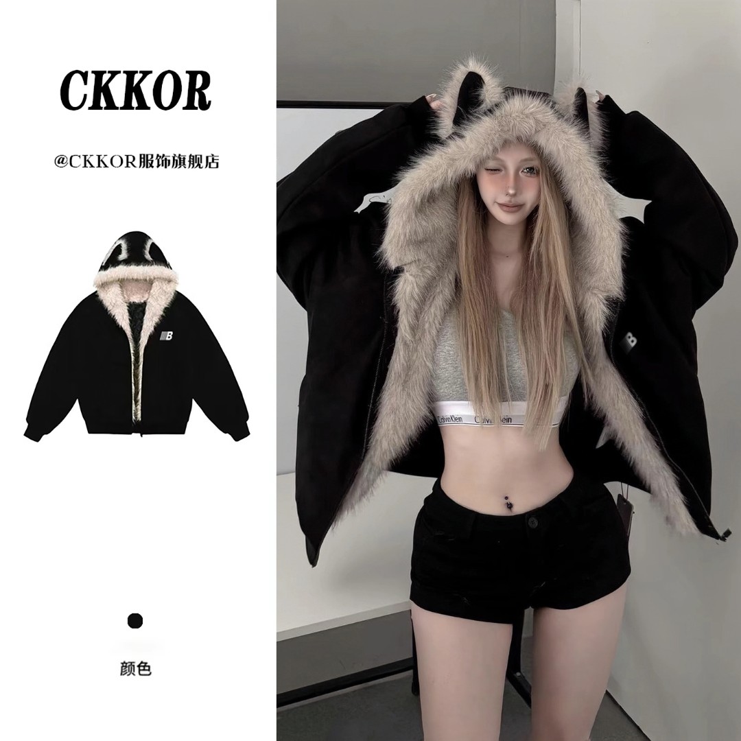 CKKOR新款加厚保暖座山雕棉服女冬季穿搭美式复古高级感百搭外套