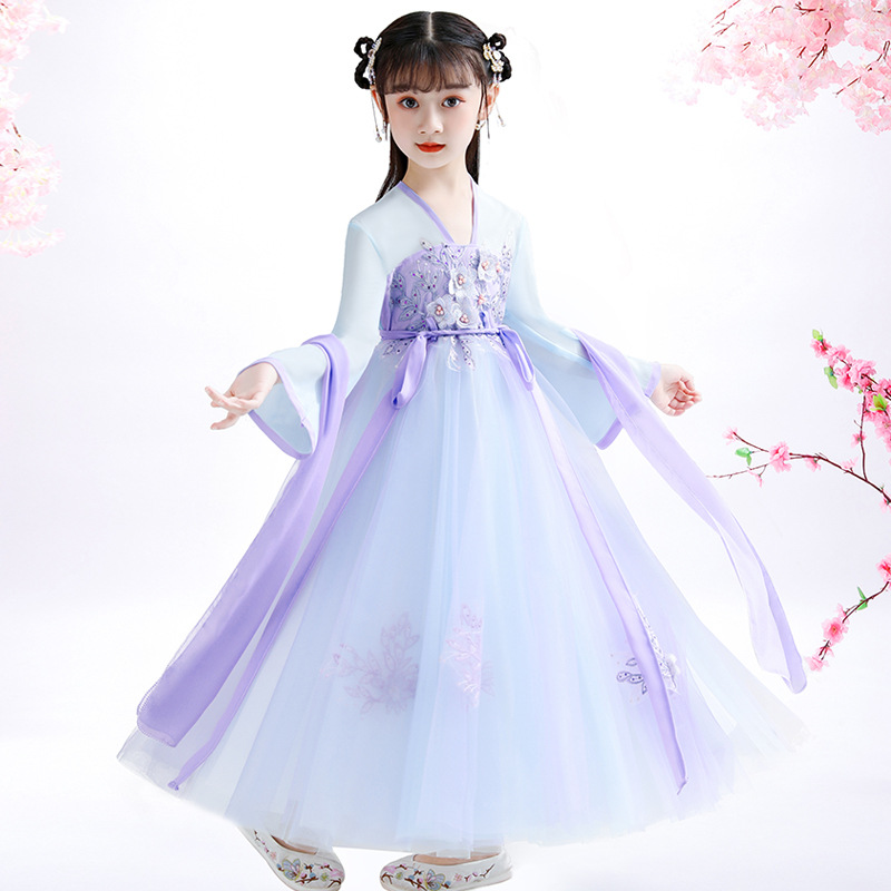 中国风夏季儿童汉服古装古风套装复古洋气公主裙襦裙刺绣女童春秋