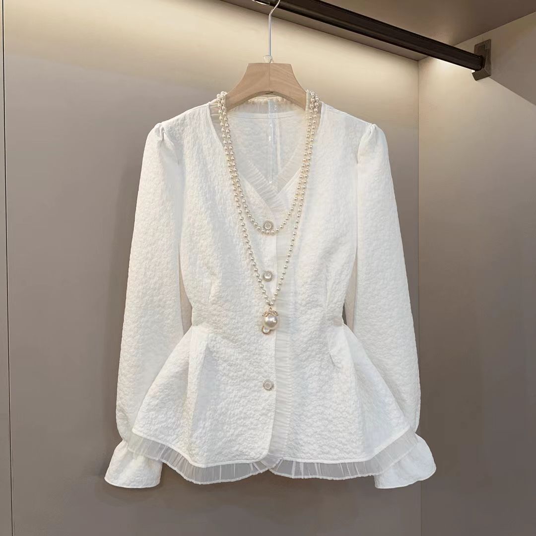 2025早春小香风款式气质蕾丝拼接设计精致减龄收腰显瘦百搭上衣