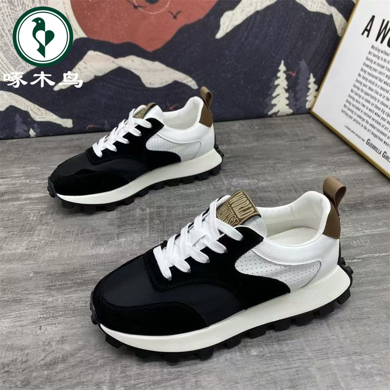啄木鸟男鞋新款透气时尚百搭休闲老爹鞋子男款户外厚底运动阿甘鞋