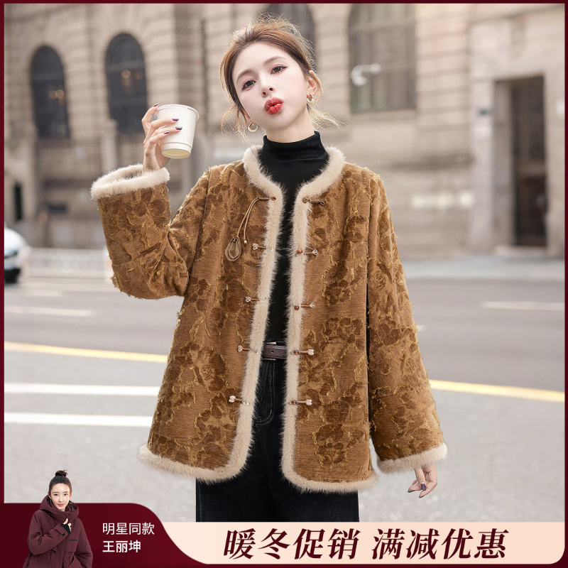 丝柏舍2025秋装新款女装圆领单排扣新中式宽松复古外套S53B3440A