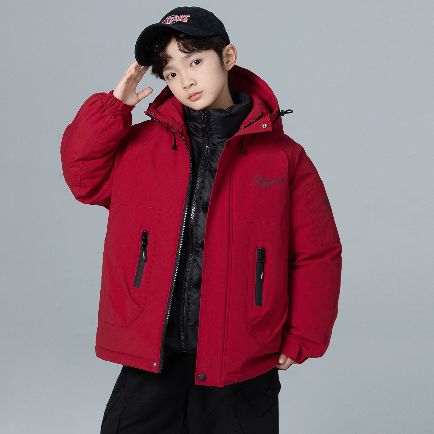 儿童男童羽绒服冲锋衣外套三合一可拆卸冬装中大童加厚白鸭绒冬季