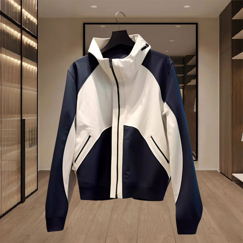 又酷又飒的外套女春秋款宽松洋气撞色冲锋衣时尚运动百搭立领上衣