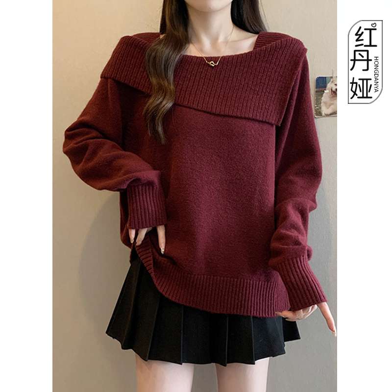红色本命年针织毛衣女秋冬季加厚大码洋气内搭打底衫上衣2025新款