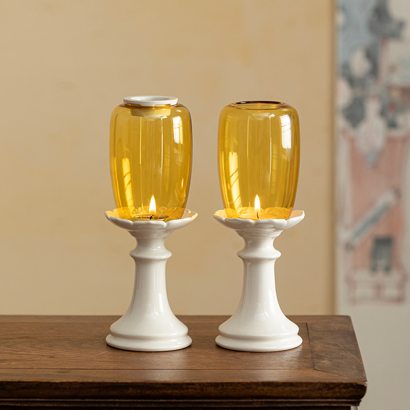 中式玻璃烛台灯摆件古风家用隔火熏香炉香粉檀香沉香精油灯加热器