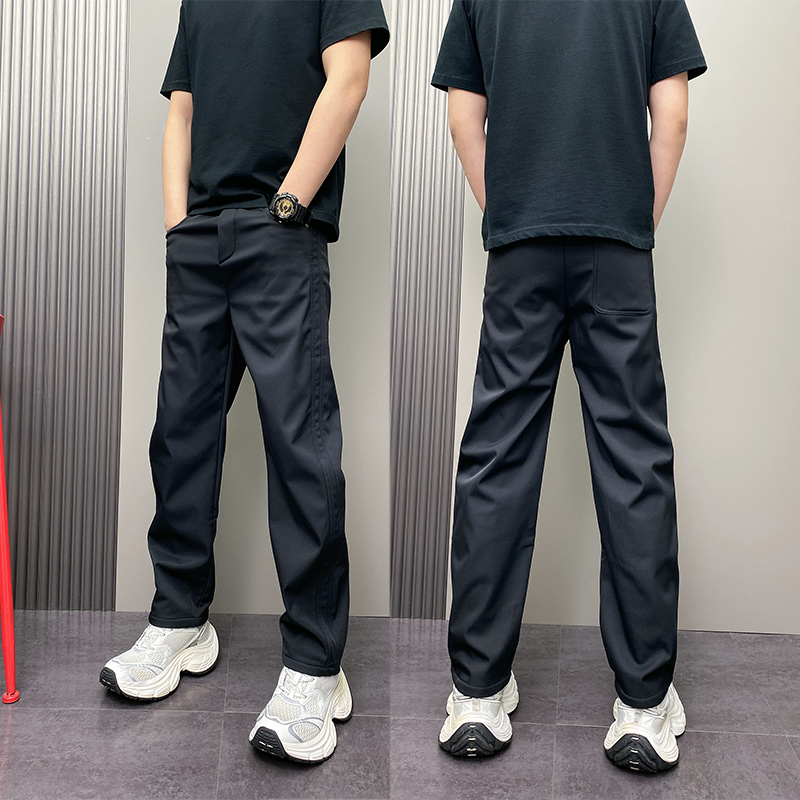 2026年冬季潮牌加绒加厚潮流韩版痞帅高级青年男士纯色百搭休闲裤