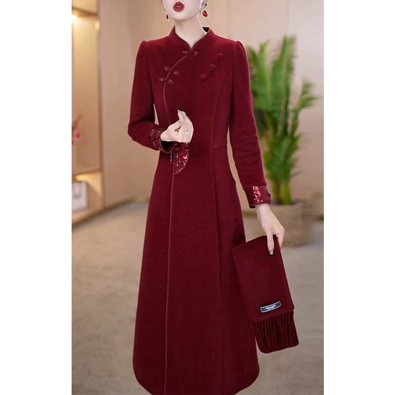 哥弟阿玛施正品婚宴礼服套装裙女2025春秋新款加厚保暖妈妈改良旗