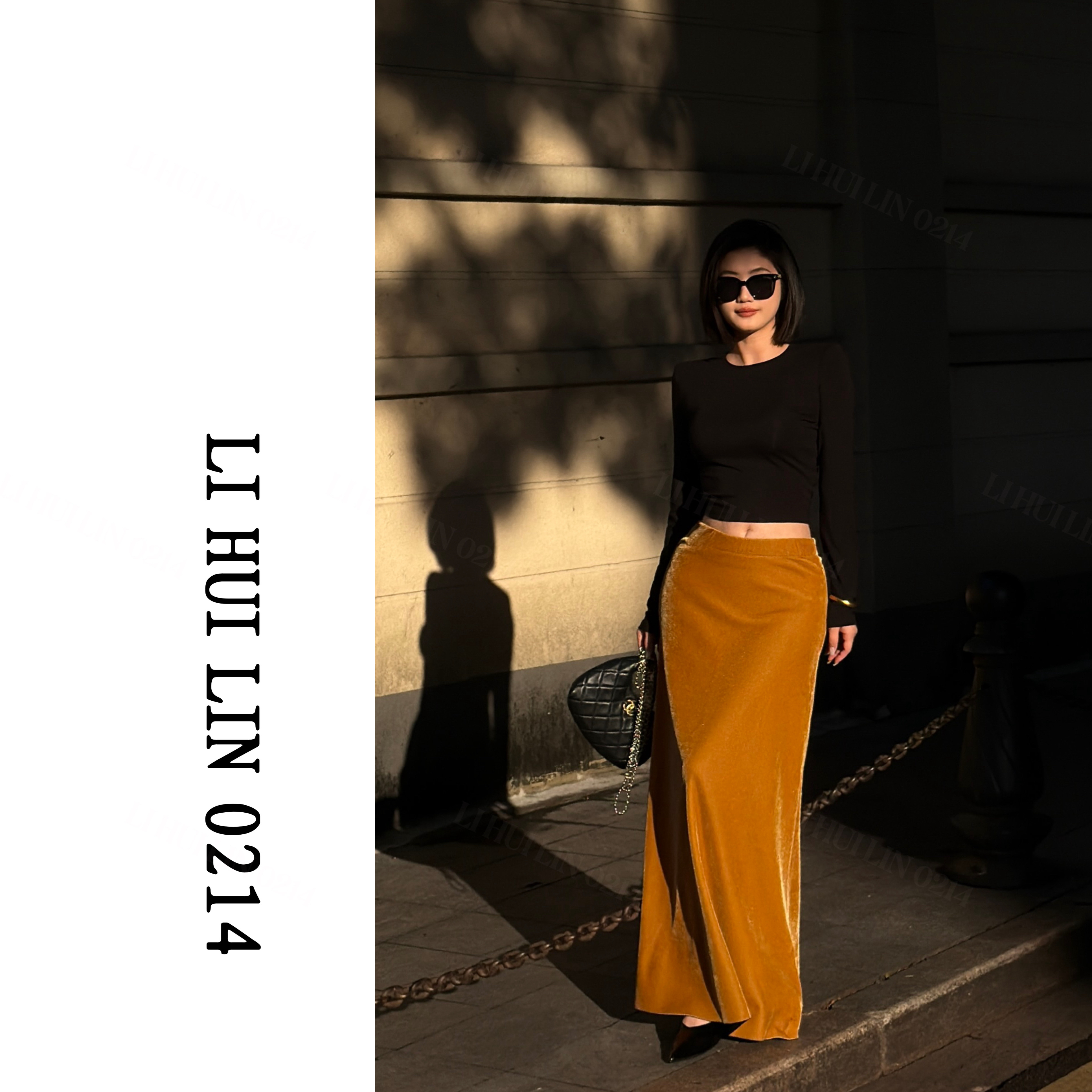 LIHUILIN/复古【日照金山】气质丝绒气质加绒半裙