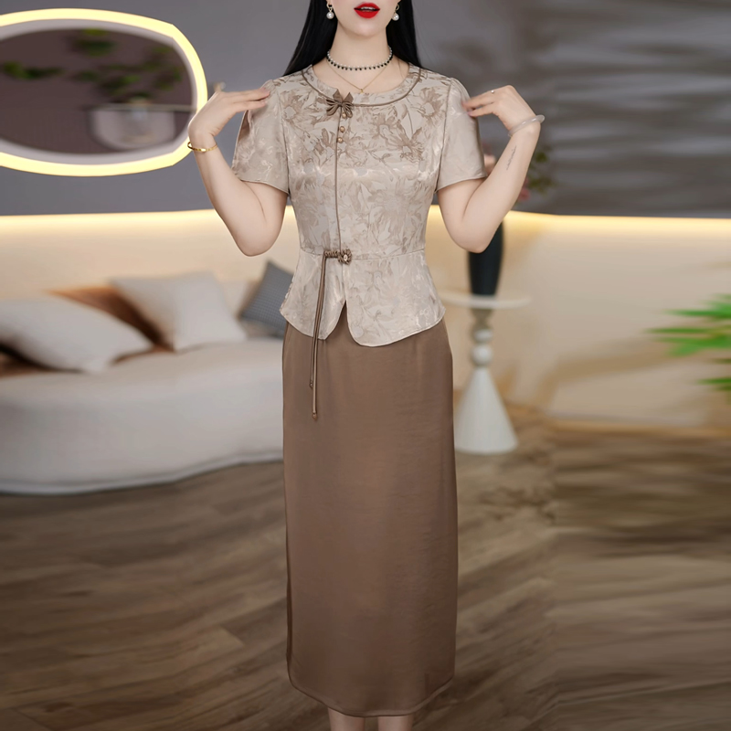 高档时尚优雅假两件礼服裙2025年夏季新款气质遮肉显瘦薄款连衣裙