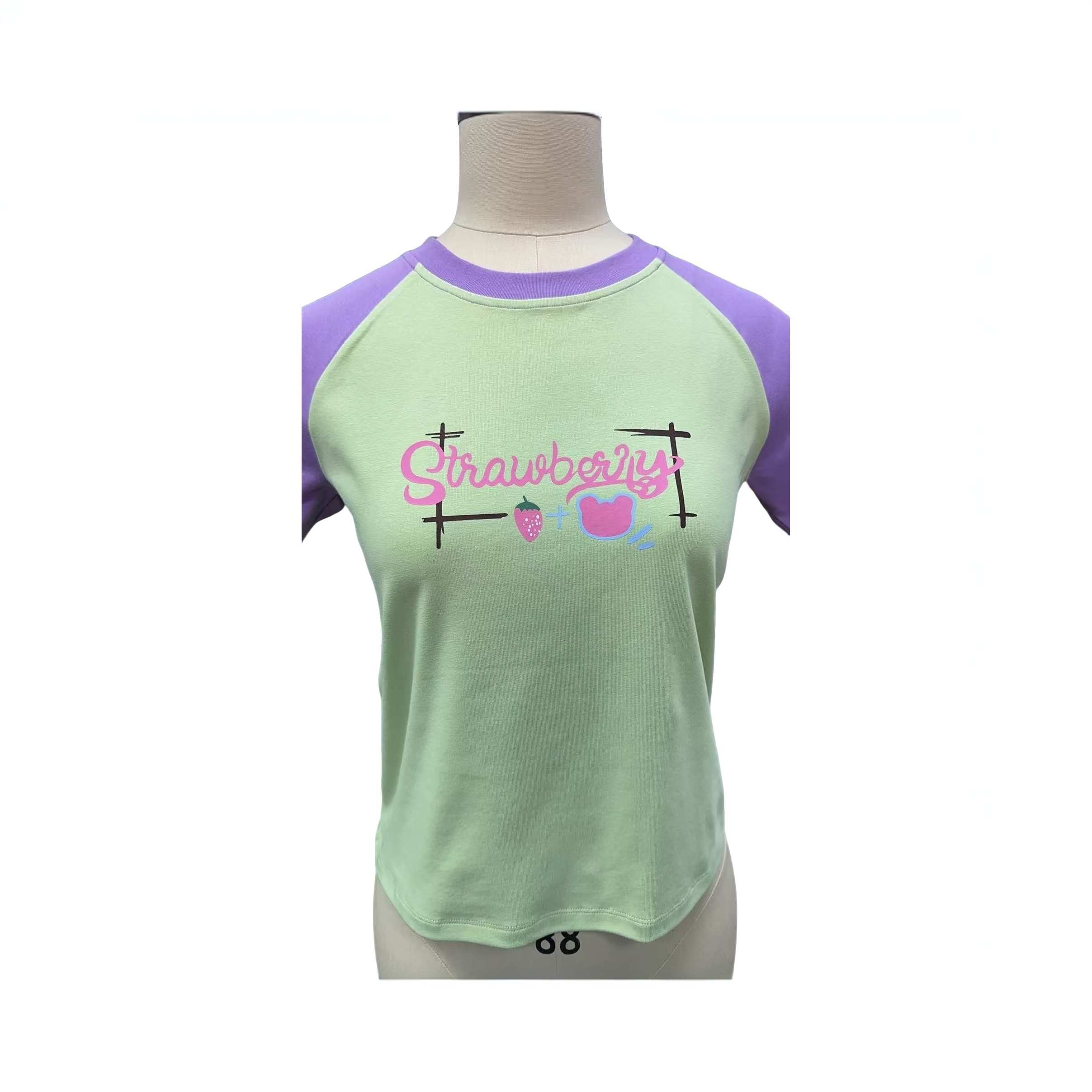 圆领常规款时尚T恤休闲运动短袖宽松型修身百搭印花撞色拼色女款