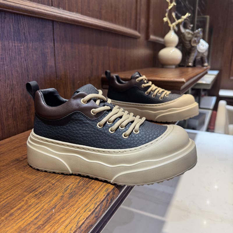 欧货厚底增高休闲鞋皮面耐磨时尚百搭包头防踢加绒防寒运动板鞋
