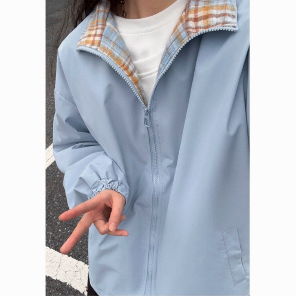 fitcheck美式格子拼接夹克男春季无帽立领棒球服潮牌休闲运动外套