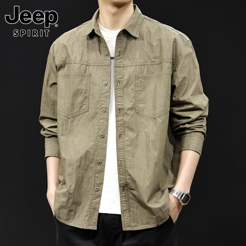 jeep吉普薄款衬衫男外套长袖春季2025新款休闲衣服潮流高级感百搭