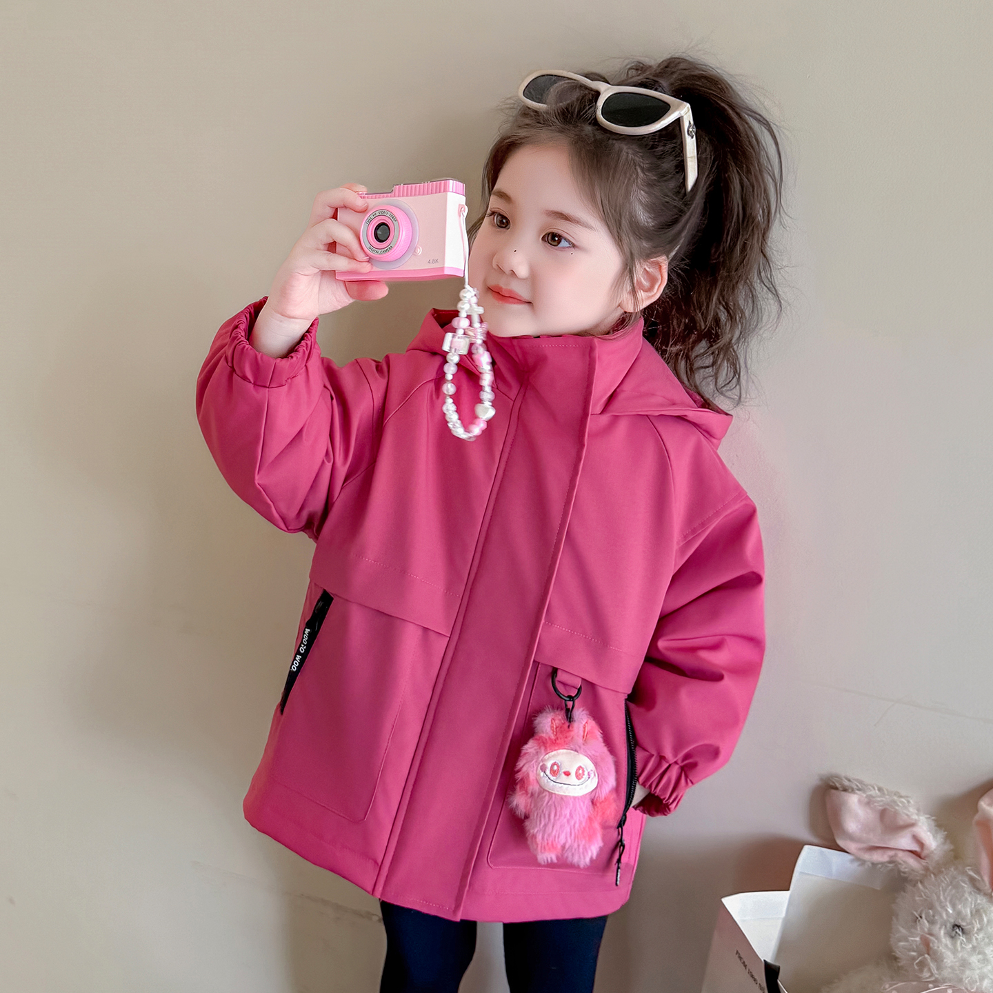 女童三合一冲锋衣秋冬季2025新款女宝宝时尚洋气加厚冬装连帽外套