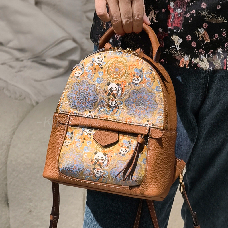 非遗织金宋锦性中式国风轻便手拎手提单肩可爱温婉百搭小双肩包