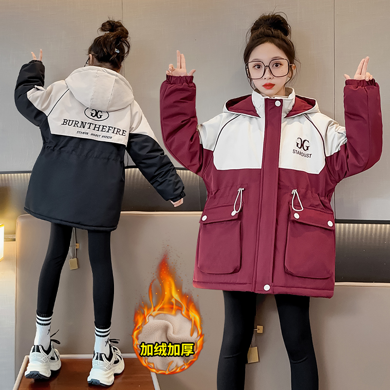 女童外套冬装2025新款加厚大童派克服秋冬女孩棉服冲锋衣儿童棉袄