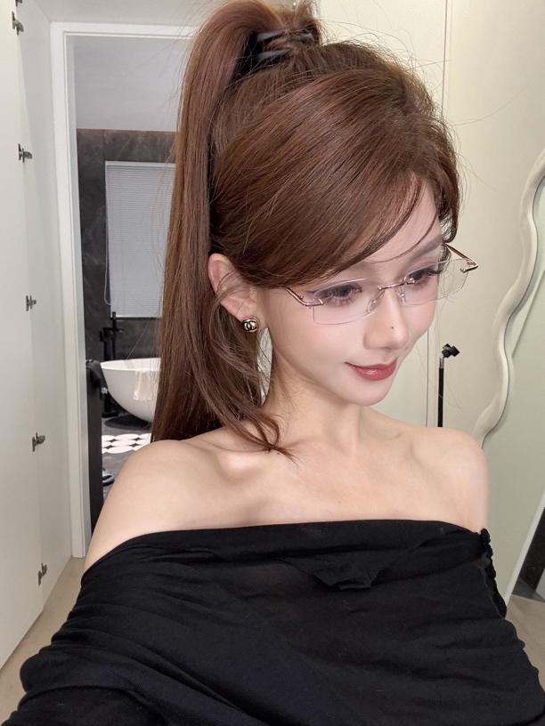 时尚韩版超轻无框眼镜高质清冷高级感素颜美女防蓝光