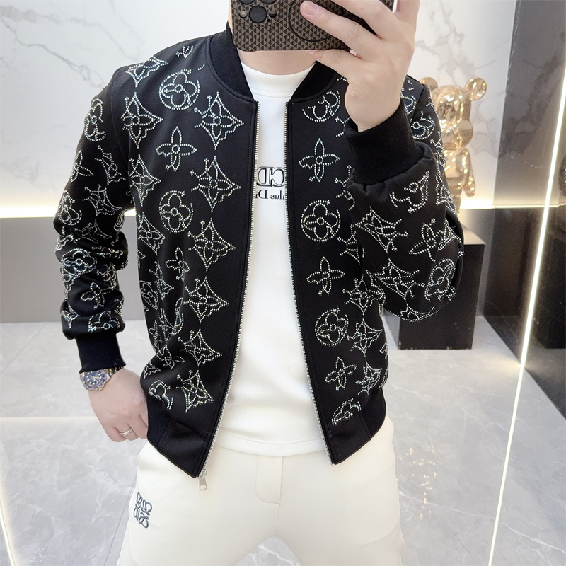 度尚-欧版男士轻奢高品质重工艺烫砖时尚潮流秋装男款夹克外套