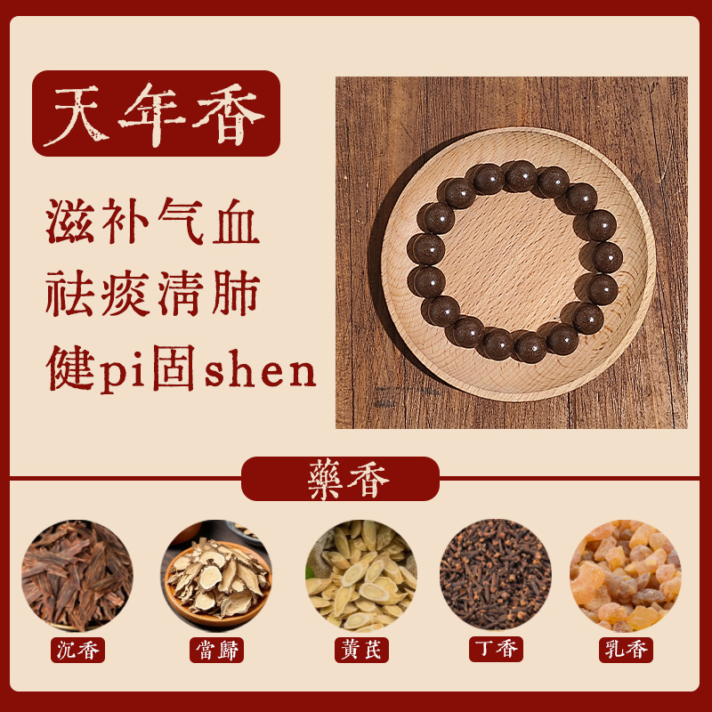 【疏肝解郁】天然合香珠中药手串手工古法药香持久降真香五行合香珠