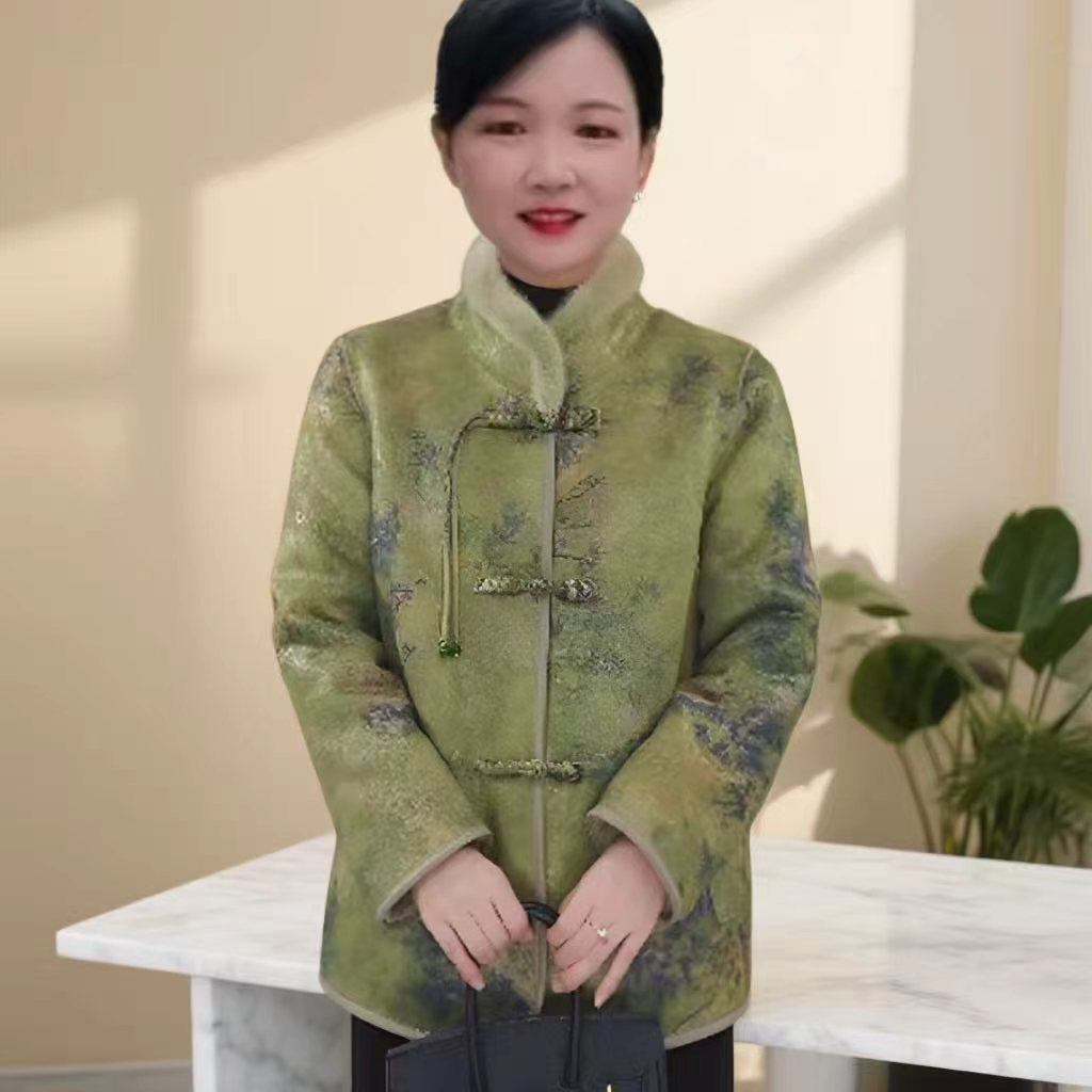 （2025）新中式国风双面穿水貂领貂绒大衣女士保暖气质