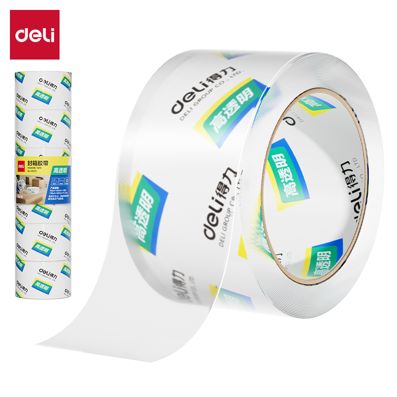 得力30325封箱胶带60mm*100y*50um(6卷/筒)(高透)