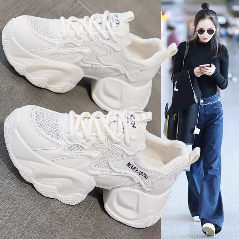 网红明星同款老爹鞋女内增高8CM厚底小白鞋女休闲运动鞋百搭女鞋