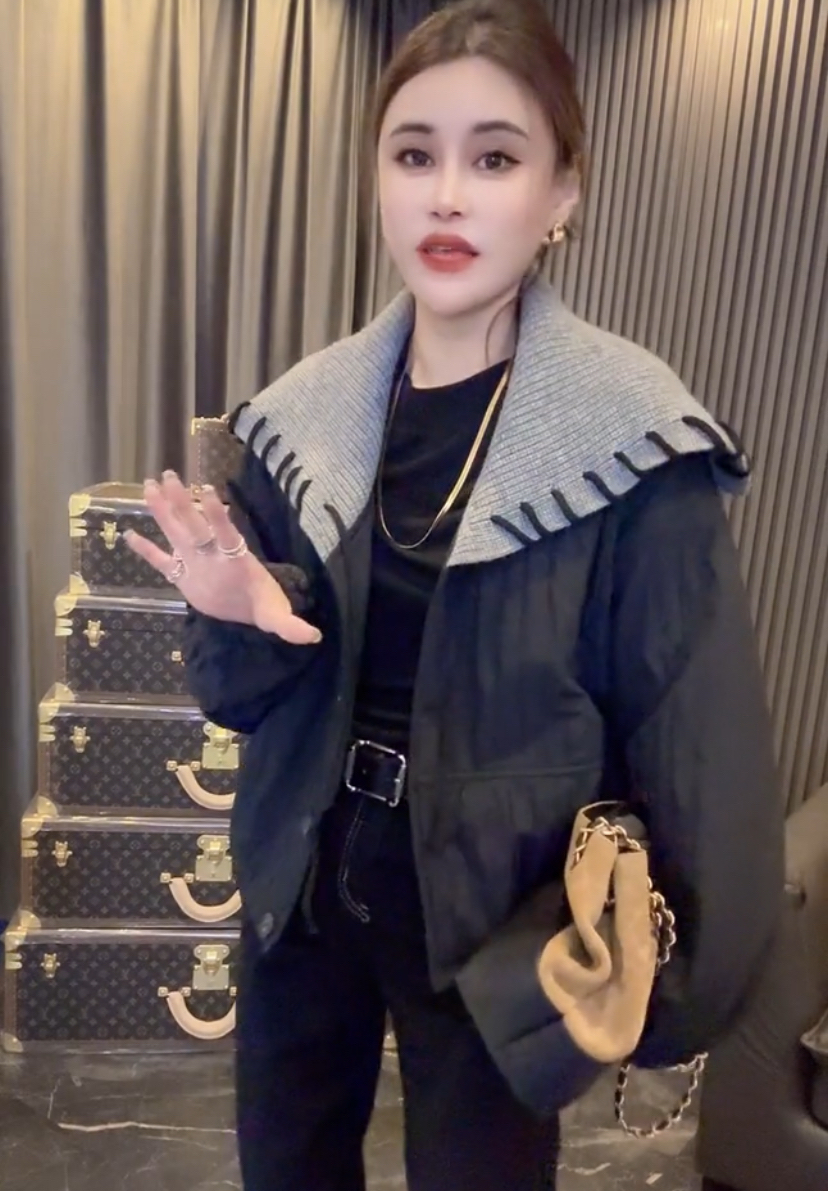 薄棉披肩领夹克外套女欧货高品质2025年新款时尚宽松百搭二棉上衣