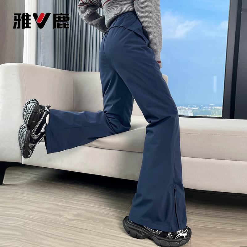 雅鹿LULU羽绒裤女外穿2025冬新款滑雪防水抗寒微喇休闲裤时尚裤子