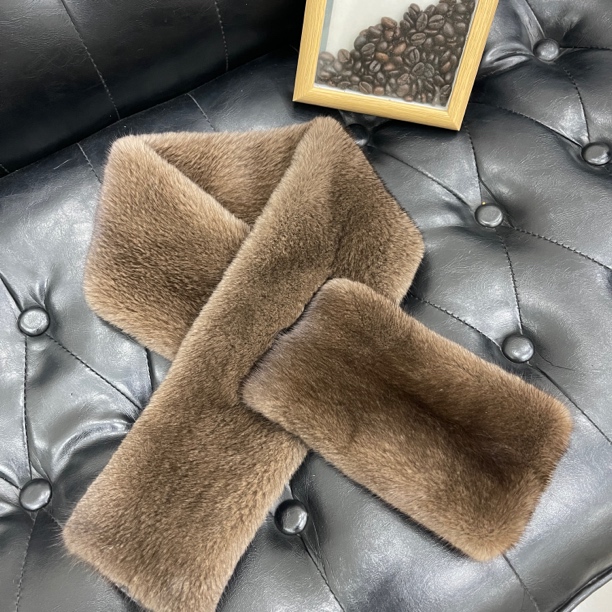 加厚纯色水貂围巾秋冬极简风保暖真皮真皮草