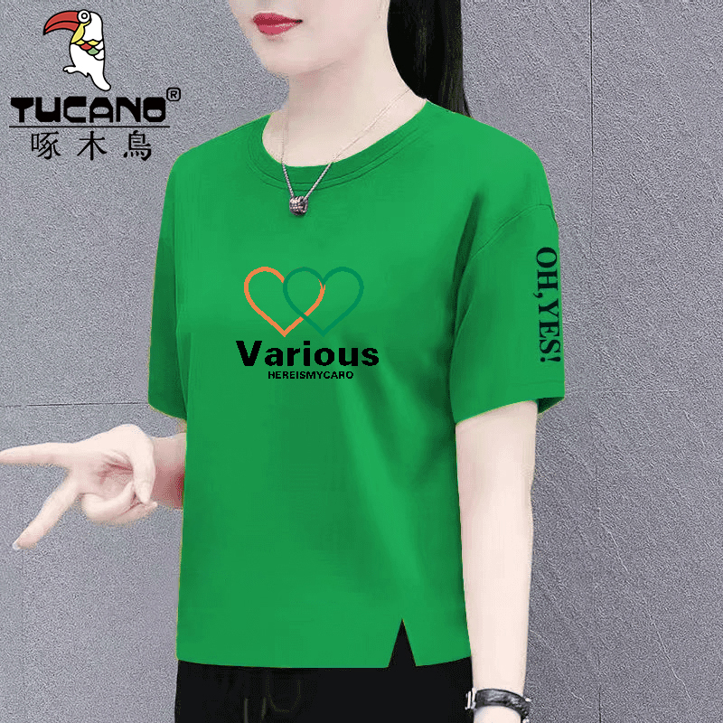 啄木鸟纯棉女装夏季洋气设计感大码t恤欧货短袖时尚短款上衣新款