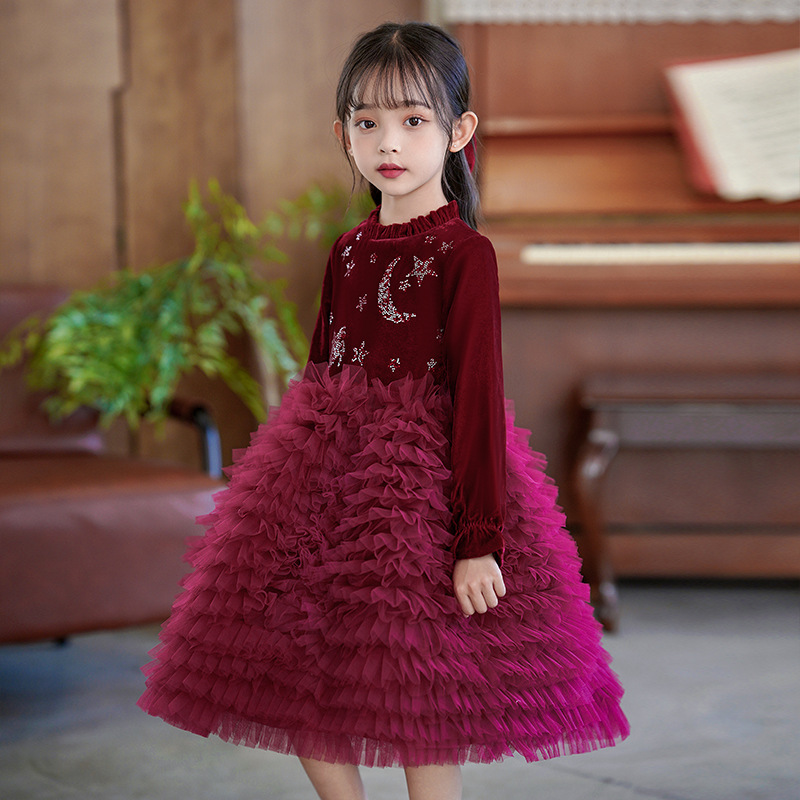 女童2024新款洋气时髦大童蓬蓬连衣裙儿童秋款秋季礼服裙子公主裙