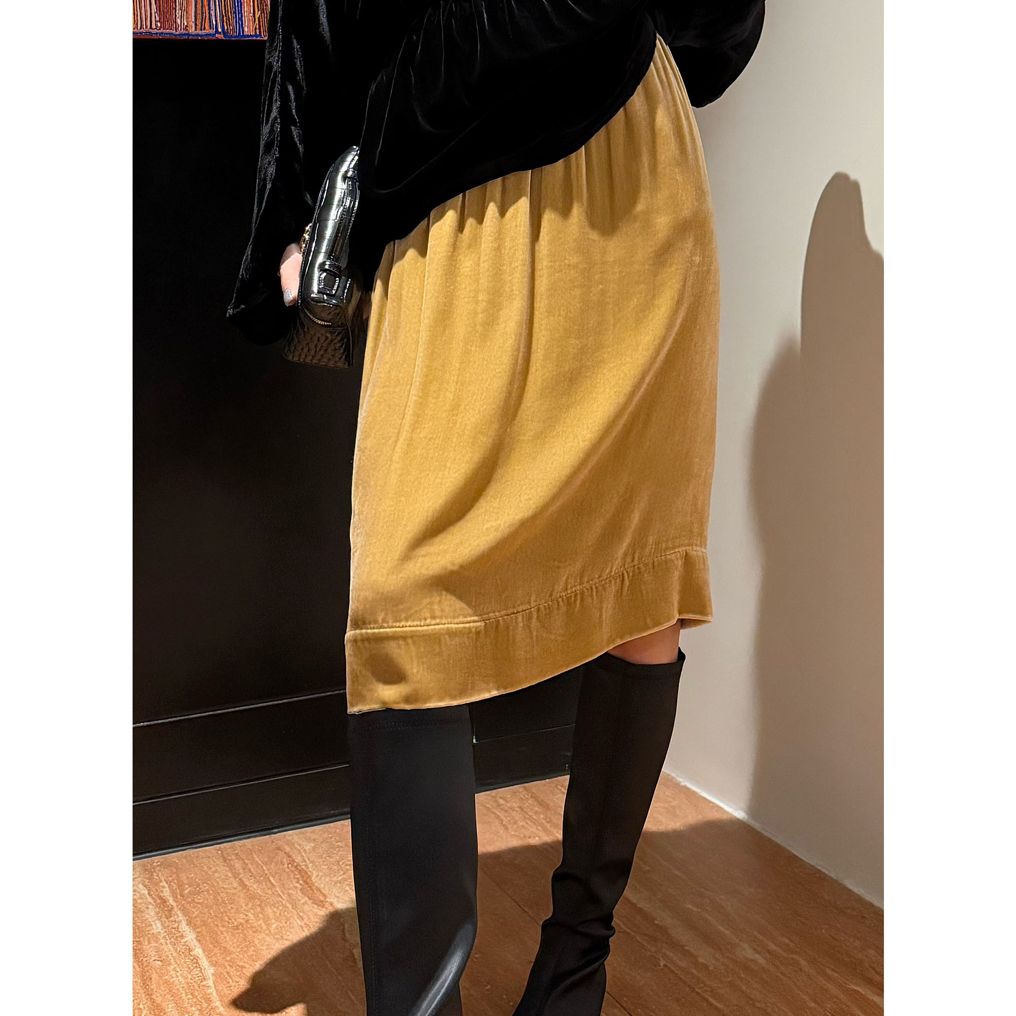 紫紫 沙金半裙 1oo桑蚕丝无时间性时髦慕斯黄鎏金半裙ZD09BZYL768