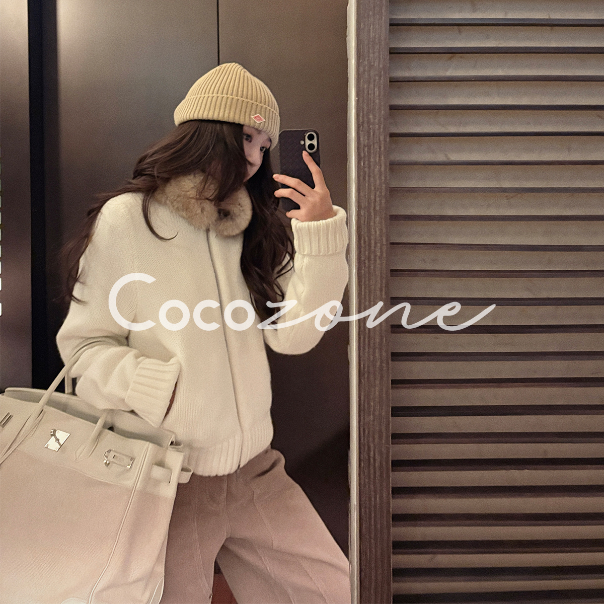 COCO ZONE 刘 一一 “瑞雪”羊毛混纺毛绒饰边外套 CD1A1762