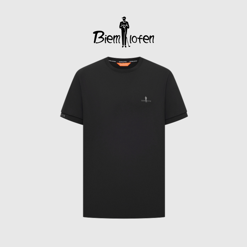 【3D竖纹肌理纤维】比音勒芬2025夏季新款休闲弹力短袖圆领T恤男