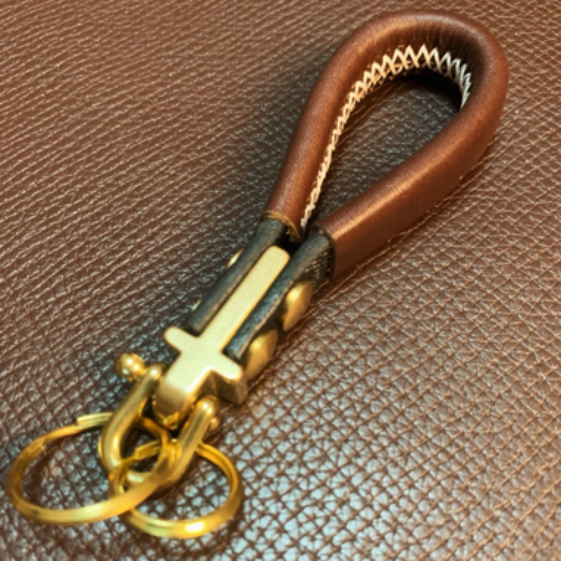 手工牛皮纯铜钥匙扣高档时尚经典简约